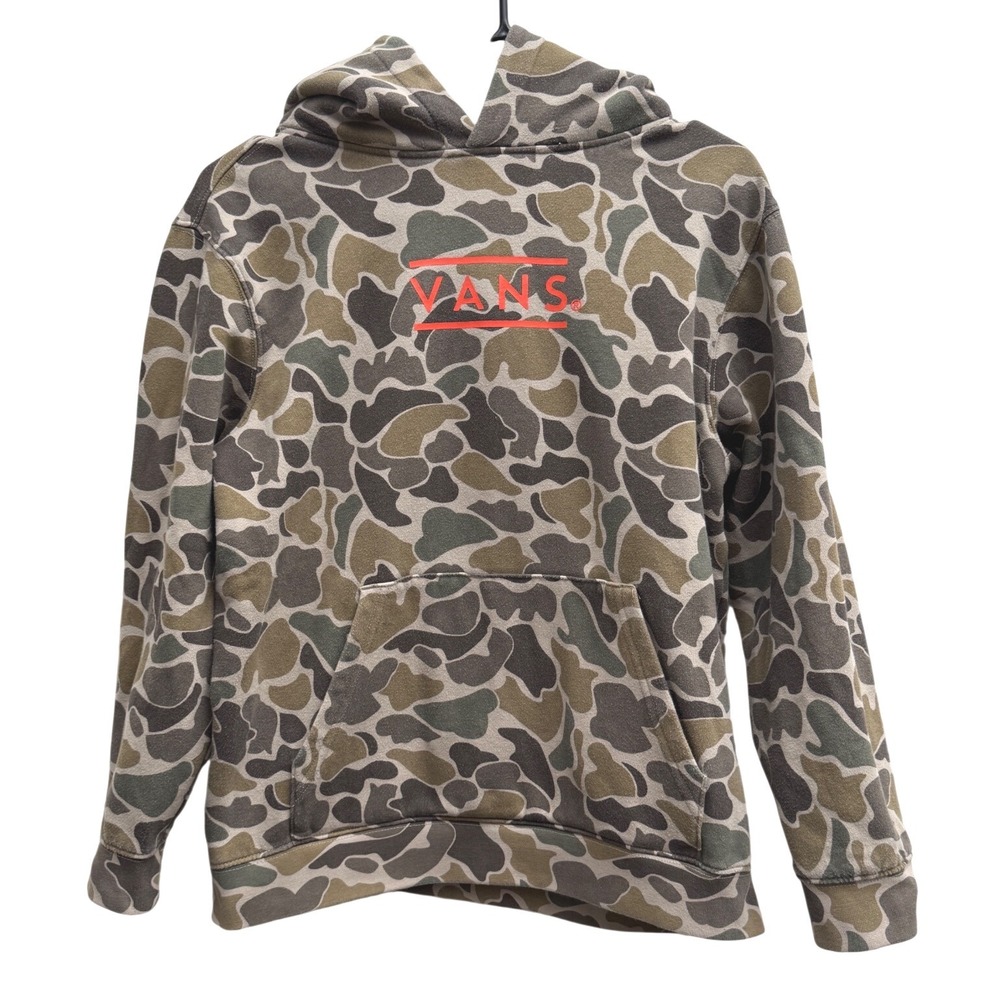 Vans Hoodie Classic Fit Camo Green Size Large Kids Streetwear Sweatshirt